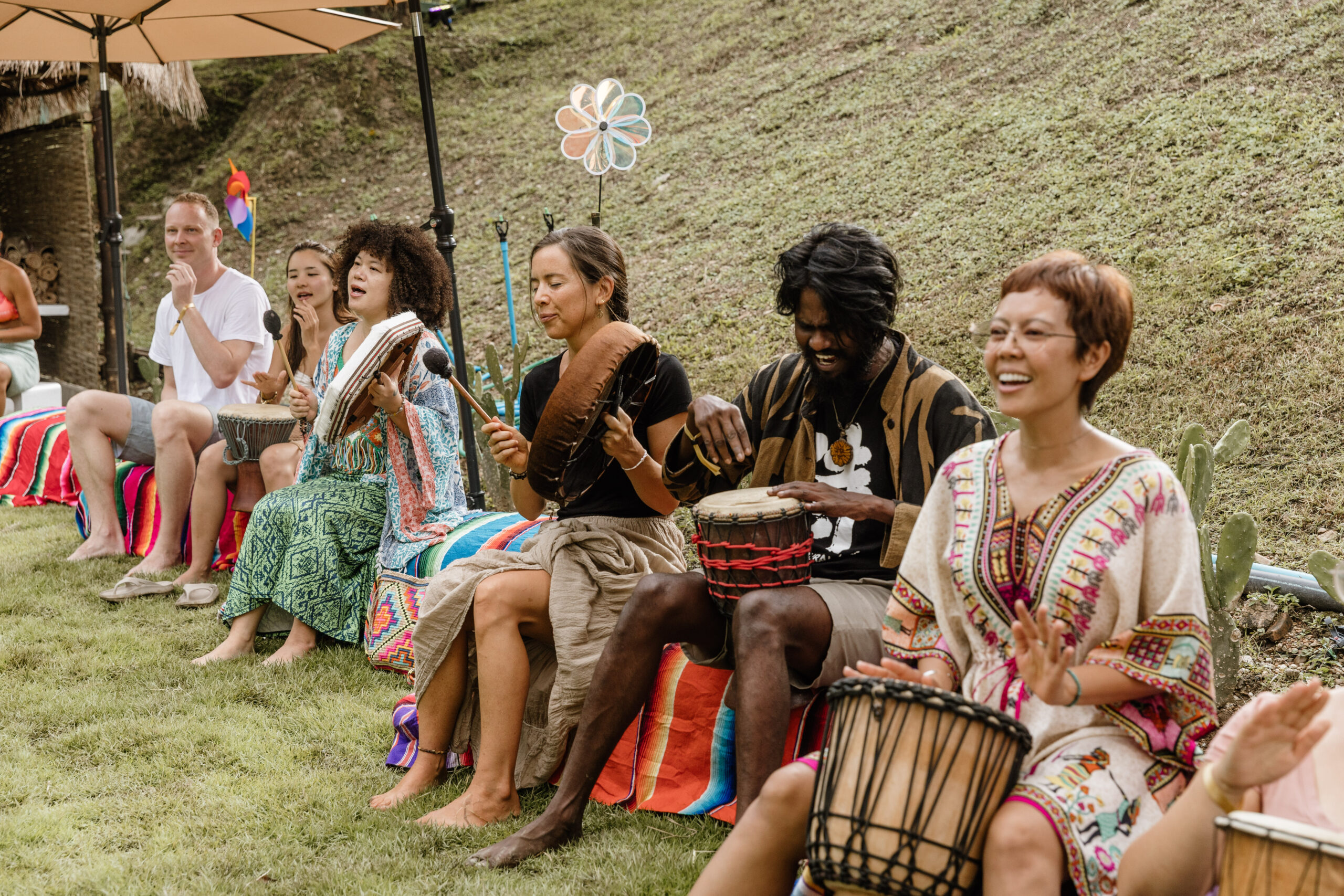 Community Drum Circle at Amaravati Healing Centre