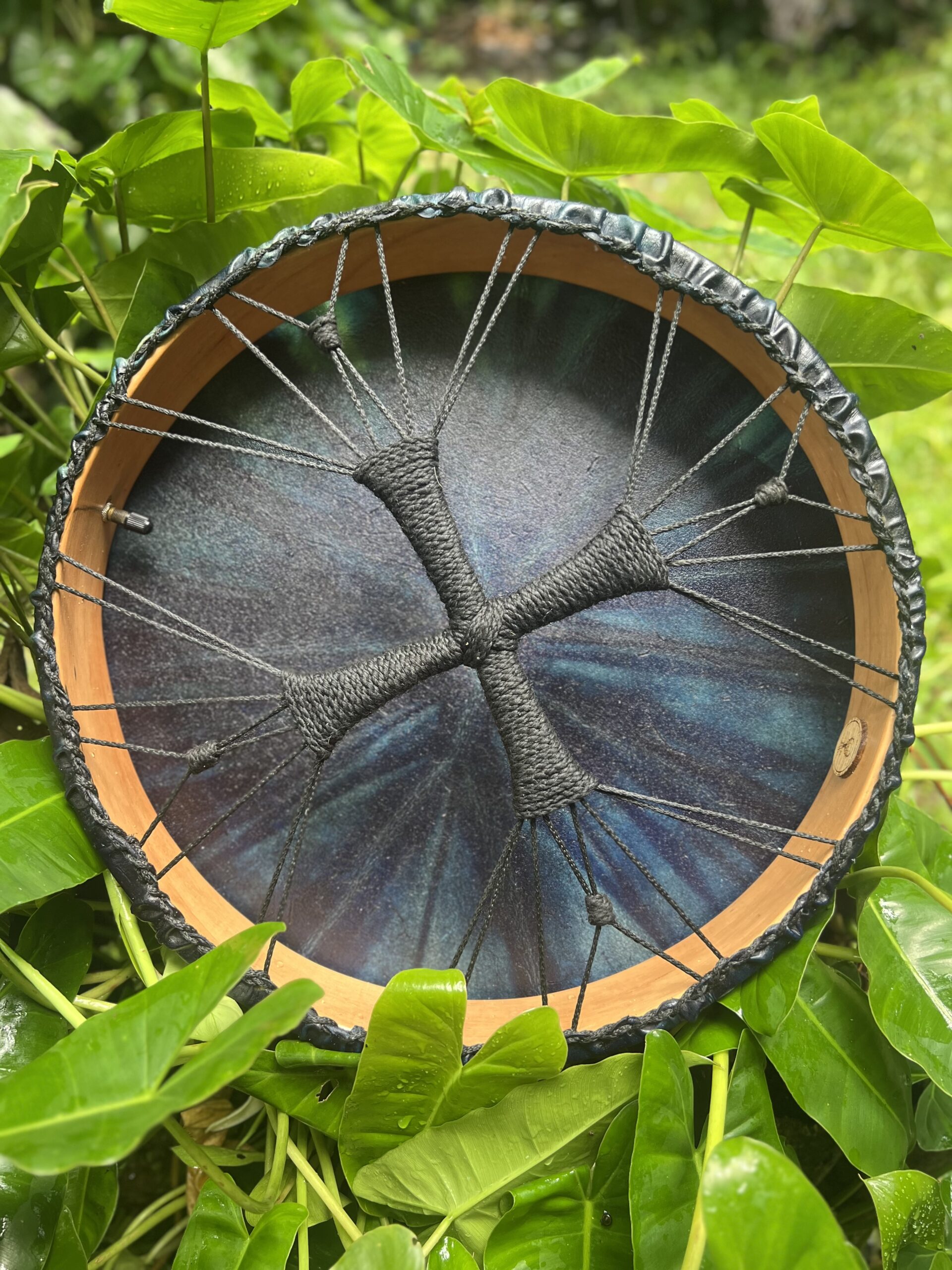 Blue shamanic drum back